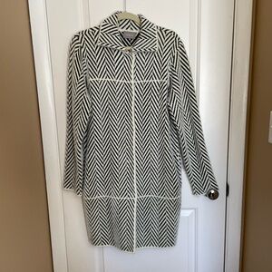 Cyrus Black and White Long Sleeve Cardigan Sweater Coat